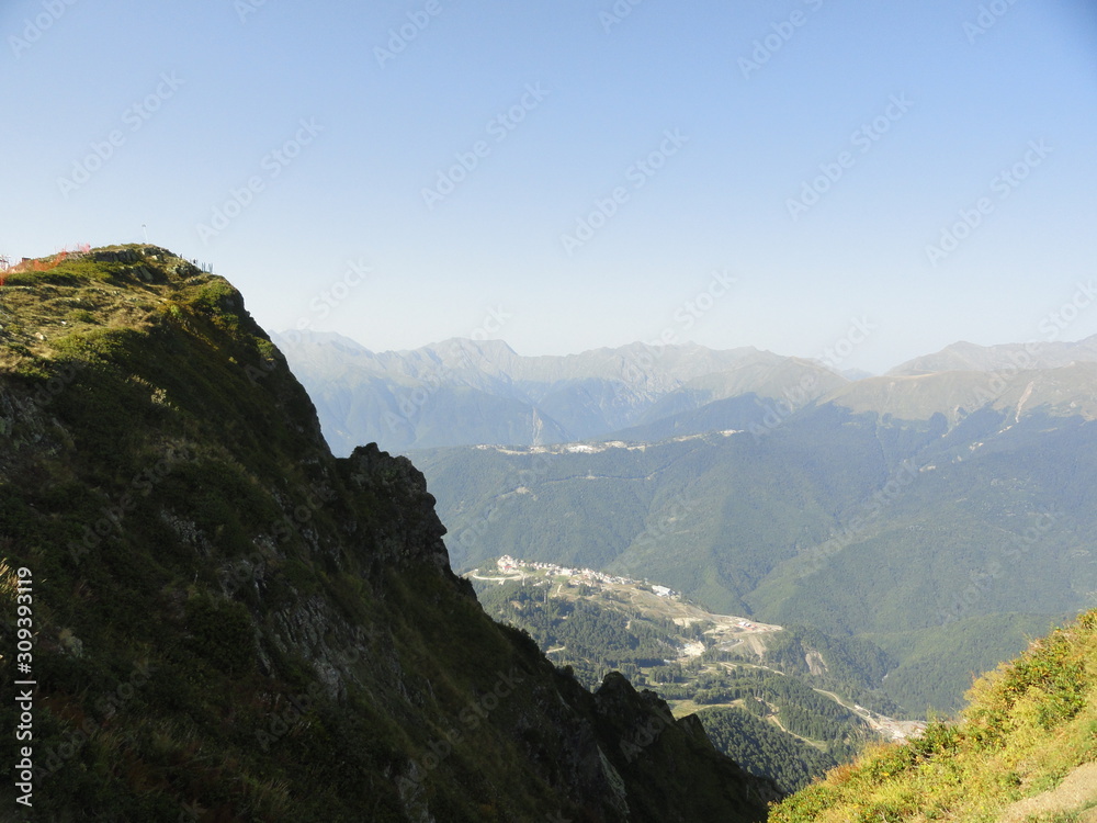 Naklejka premium mountains and blue sky in Sochi, Russia