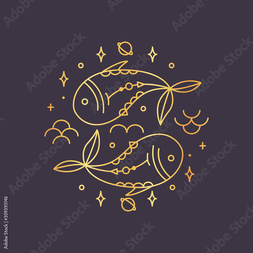 Pisces zodiac sign, horoscope symbol