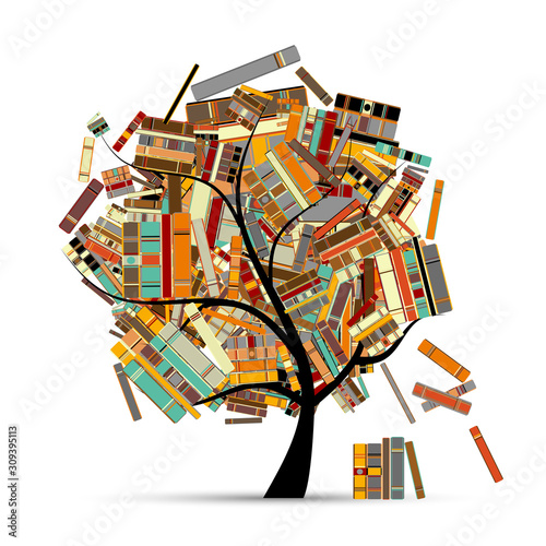 Library tree with books for your design