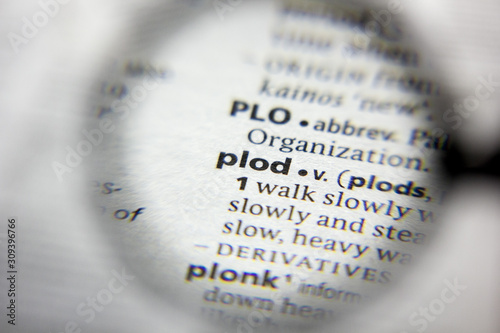 The word or phrase Plod in a dictionary.