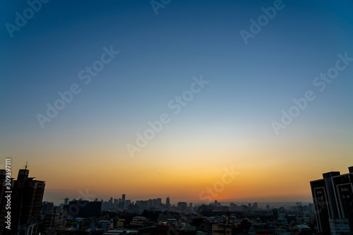 Taichung city skyline in sunset time with colourful sky background