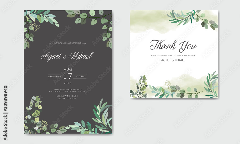 Fototapeta luxury and beauty floral wedding invitation template