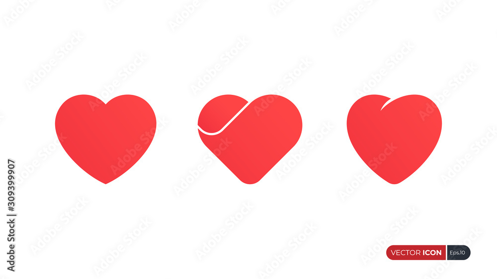 Red Heart Icons Symbol of Love. Flat Vector Icon Design Template Element Red Heart Icons Symbol of Love. Flat Vector Icon Design Template Element