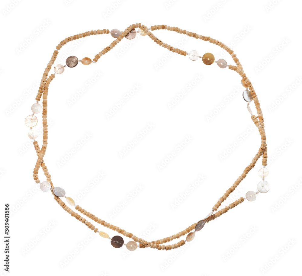 necklace from natural bone beads isolated on white necklace from natural bone beads isolated on white