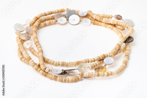 coiled African necklace from natural bone beads