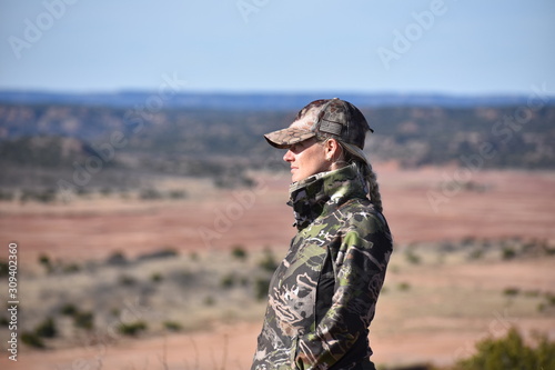 Girl Woman in Camo with Background