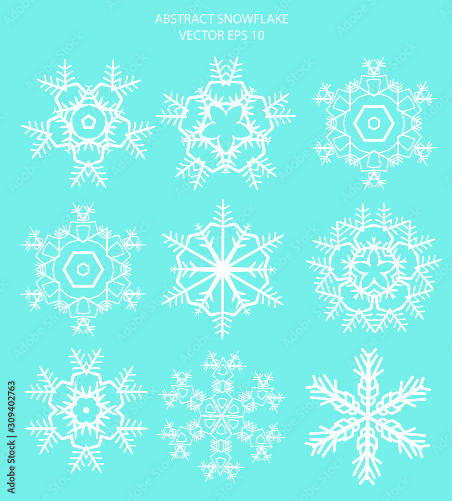 Abstract snowflake vector illustration isolated on white background. Flat and white winter vector illustration. Vector element for creating your design and illustrations. Sediments symbol.
