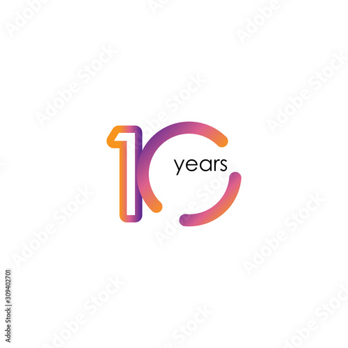 10 Years Anniversary Color full elegant Celebration Vector Template Design Illustration