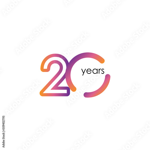 20 Years Anniversary Color full elegant Celebration Vector Template Design Illustration