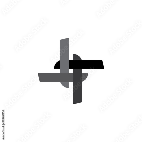 Rotation F letter logo design vector