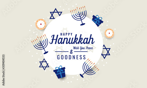 Happy Hanukkah greeting card . vector illustration.