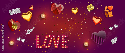 Happy Valentine's Day banner template.