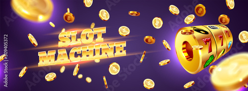 Golden slot machine wins the jackpot.