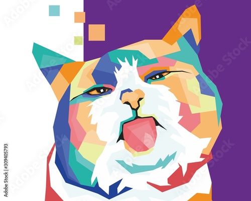 Wpap in style pop art Cat awesome full color