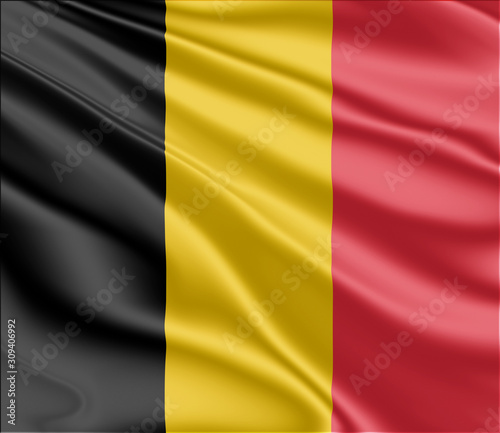 Flag of Belgium fluttering in the wind