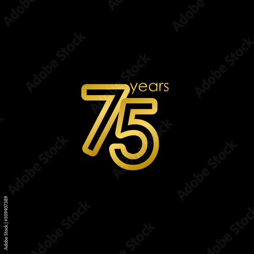75 Years Anniversary elegant Gold Celebration Vector Template Design Illustration