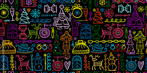 Christmas seamless background, sketch for your design