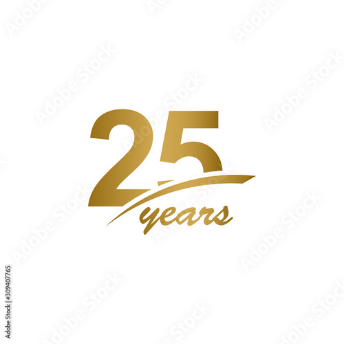 25 Years Anniversary elegant Gold Line Celebration Vector Template Design Illustration
