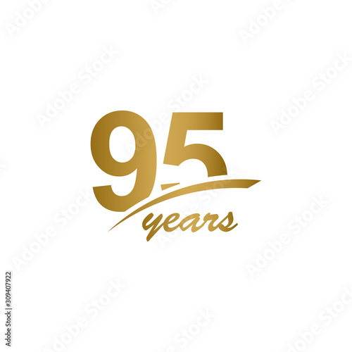 95 Years Anniversary elegant Gold Line Celebration Vector Template Design Illustration