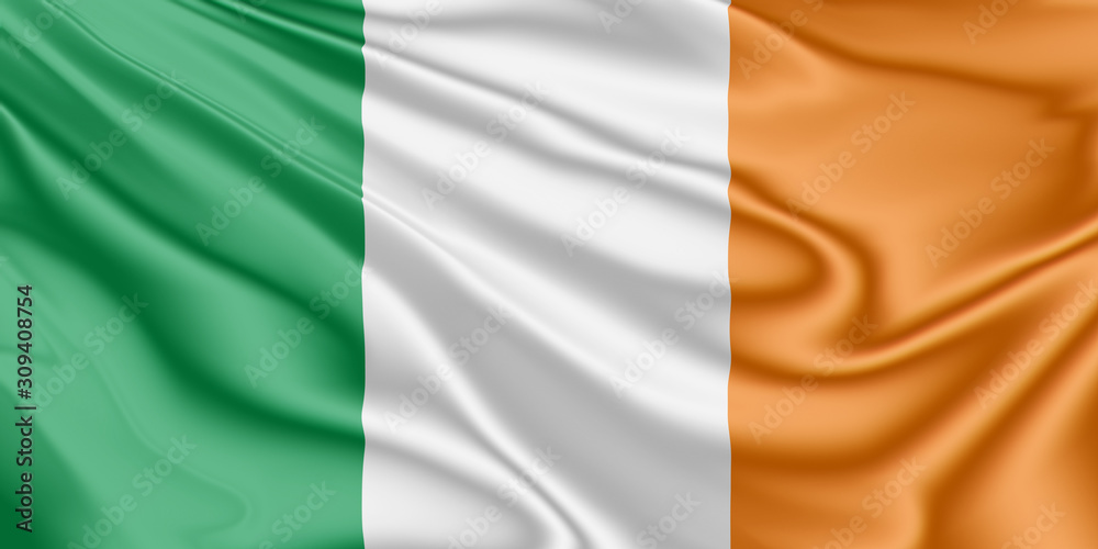Flag of Ireland fluttering in the wind Flag of Ireland fluttering in the wind