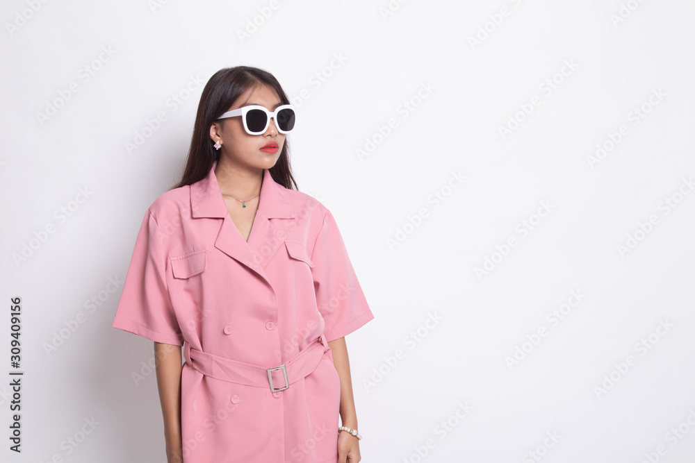 Portrait of a beautiful young asian girl in sunglasses. Portrait of a beautiful young asian girl in sunglasses.