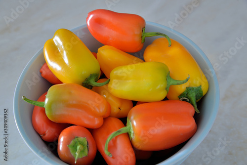 Closeup of small sweet peppers.