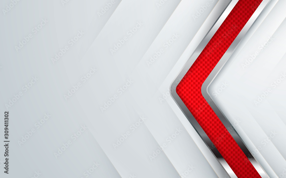 Red abstract background vector, modern corporate concept with silver