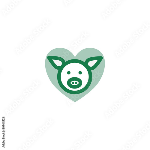 Green Regenerative Vector Illustration of Animal Welfare Pig