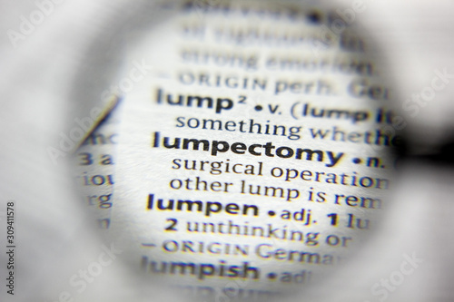 The word or phrase Lumpectomy in a dictionary. photo