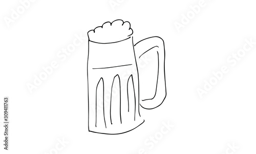 hand-drawn mug of beer.bar alcoholic Doodle art use it as a clipart in greeting cards, print on clothes, animation, packaging or design of your website