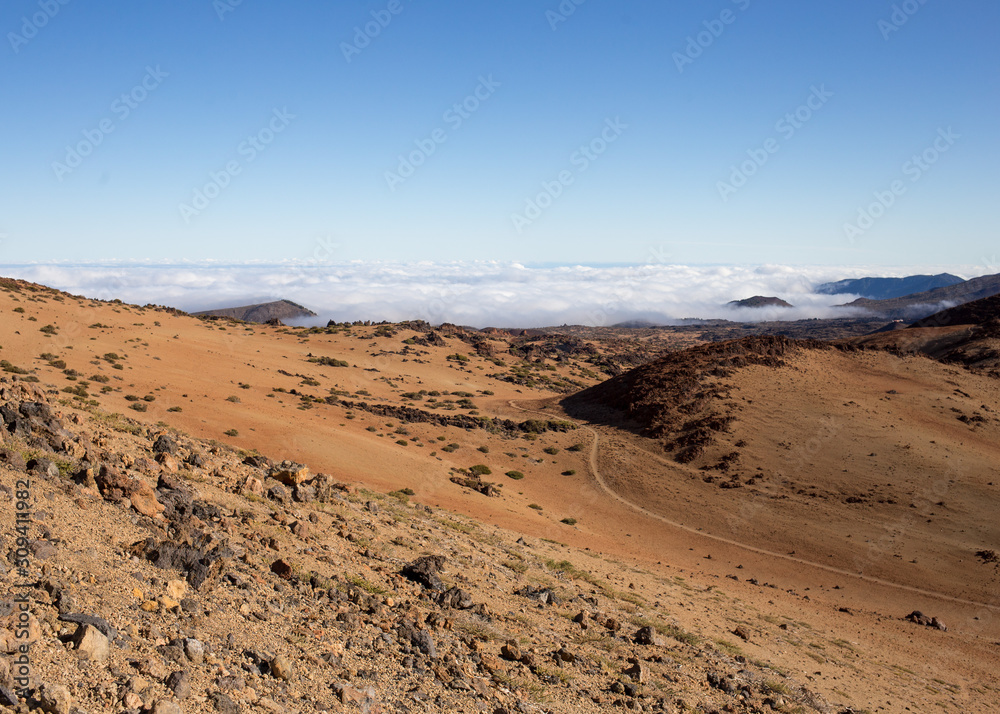 climbing the teide volcano landscape from above