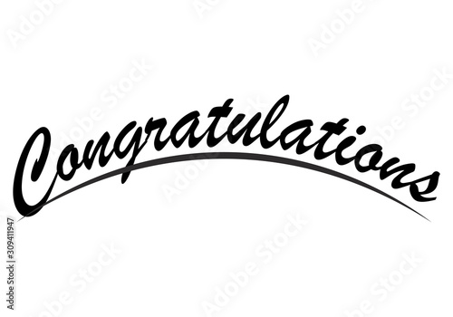 Texto negro de felicitaciones sobre fondo blanco.