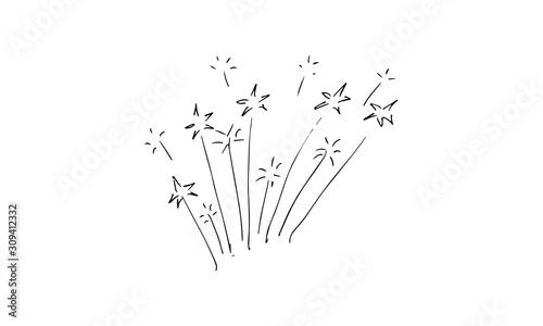 hand drawn fireworks . Christmas and new year drink Doodle art. use it as a clipart in greeting cards  print on clothes  animation  packaging or design of your website