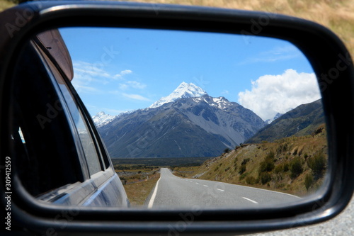Panoramic view of Aoraki Mount Cook the highest mountain in New Zealand in the Southern Alps, the mountain range which runs the length of the South Island.