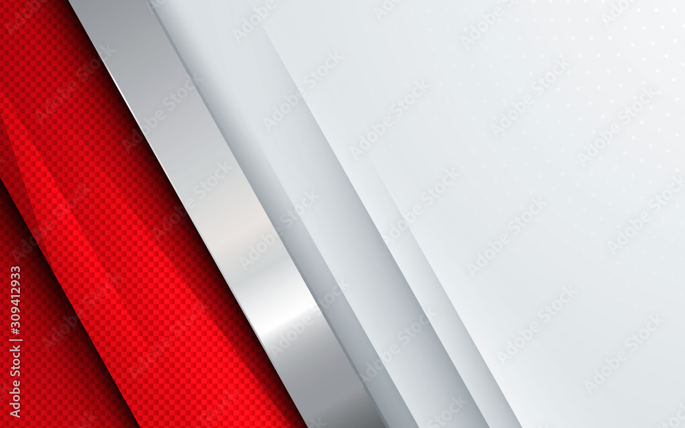Red abstract background vector, modern corporate concept with silver effect