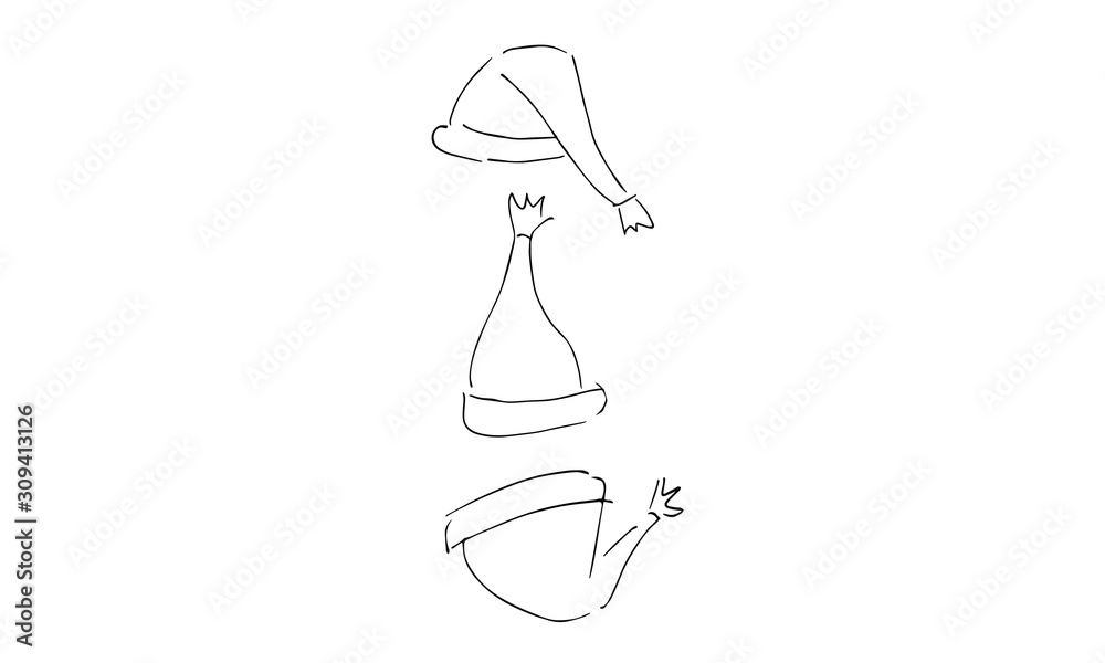 hand-drawn Santa or elf hat. Christmas and new year Doodle art. use it as a clipart in greeting cards, print on clothes, animation, packaging or design of your website hand-drawn Santa or elf hat. Christmas and new year Doodle art. use it as a clipart in greeting cards, print on clothes, animation, packaging or design of your website