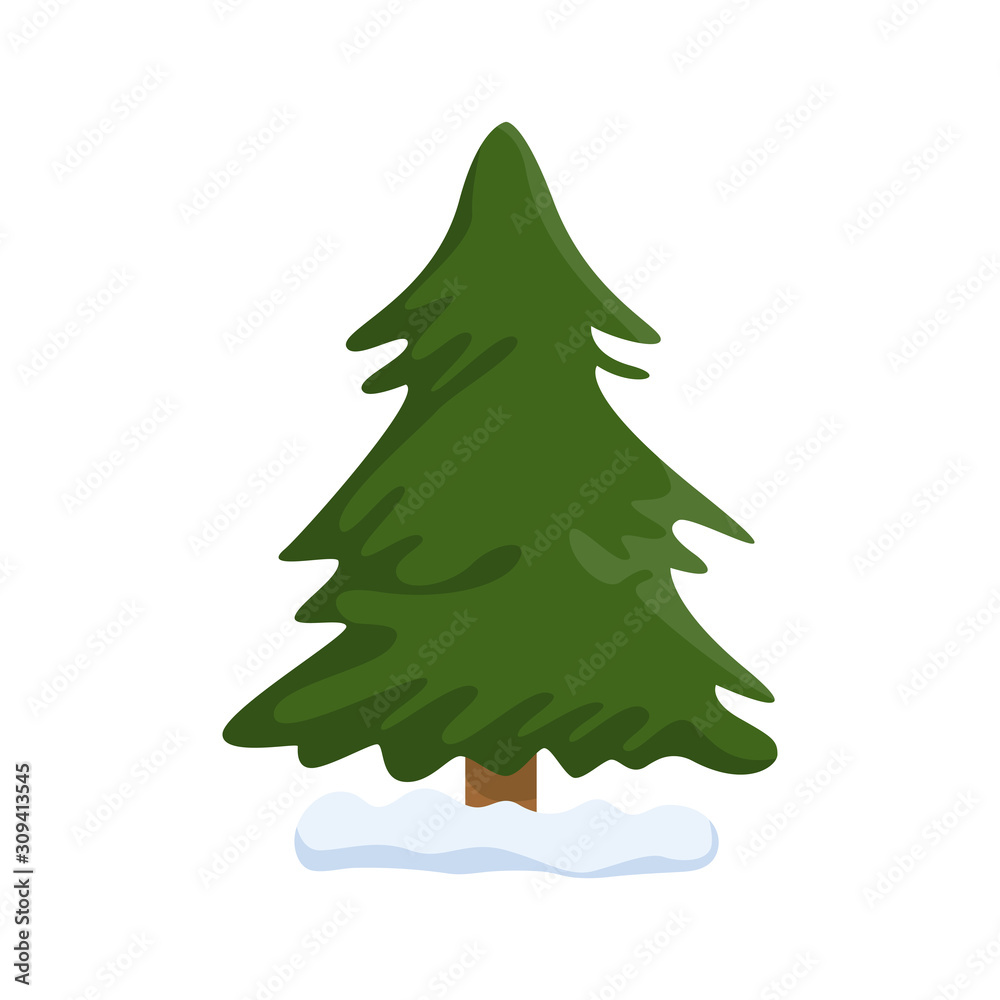 Pine tree, Christmas tree. cartoon vector illustration