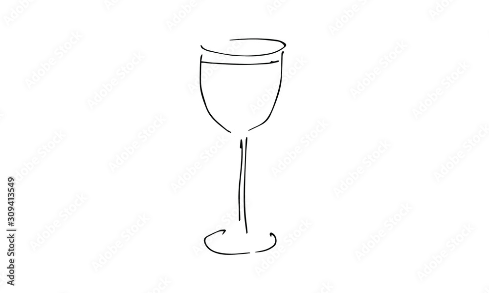 hand-dran wine glass. Christmas, new year any holidays Doodle art. use it  as a clipart in greeting cards, print on clothes, animation, packaging or  design of your website Stock Vector | Adobe