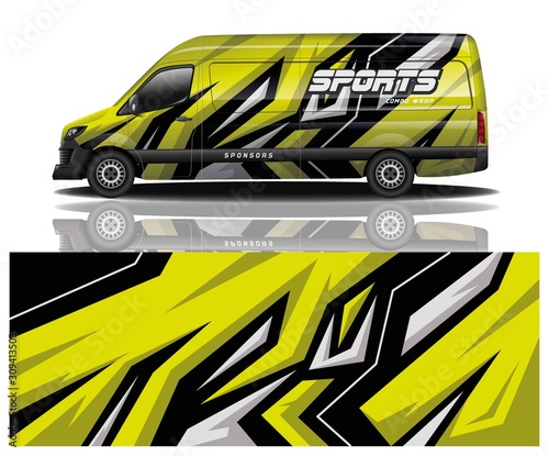van car decal wrap design vector