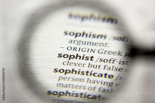 The word or phrase Sophist in a dictionary.