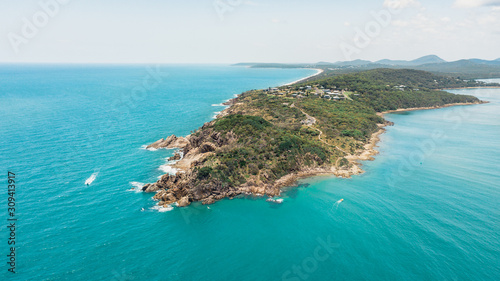 AUSTRALIA, 1770: aerial drone view from beautiful coast of the city of Seventeen Seventy and Agnes Water photo