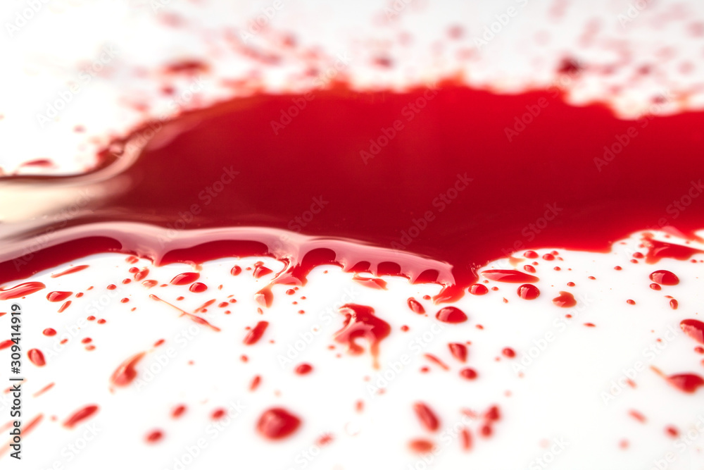 Fototapeta premium Blood splashed isolated on white background.