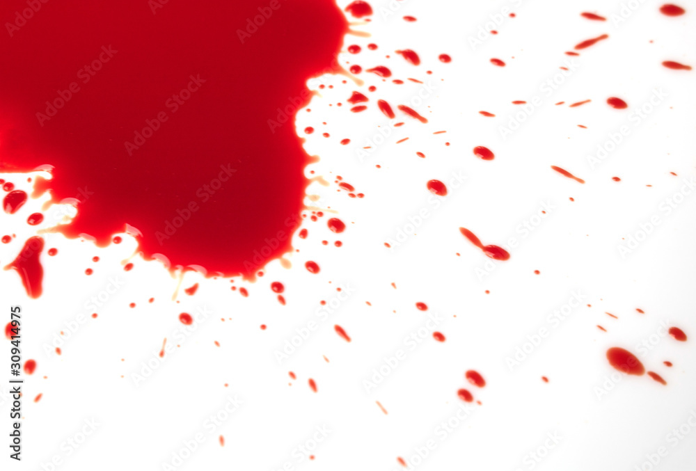 Blood splashed isolated on white background.