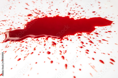 Blood splashed isolated on white background.