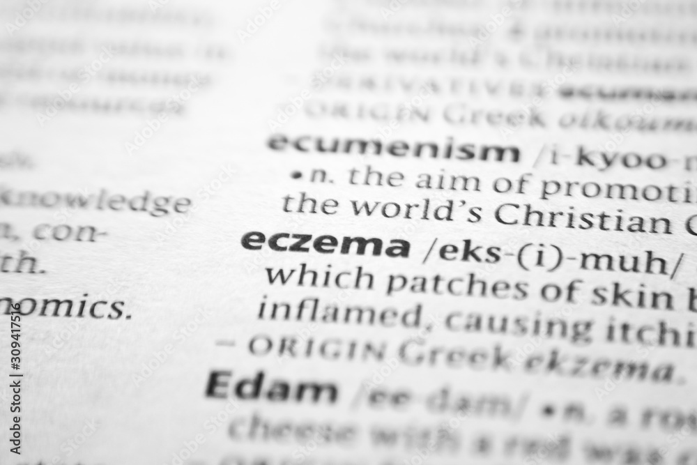 Word or phrase Eczema in a dictionary. Word or phrase Eczema in a dictionary.