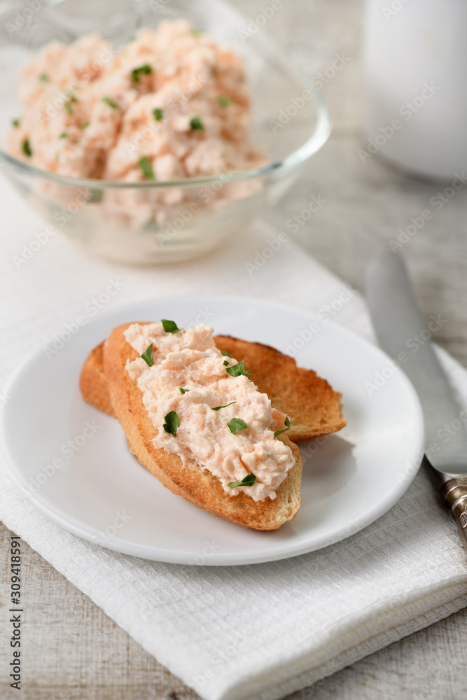 Appetizer pate  salmon with soft cheese