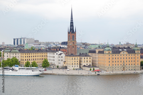Panoramic view of Stockholm and Riddarholm Church, Sweden