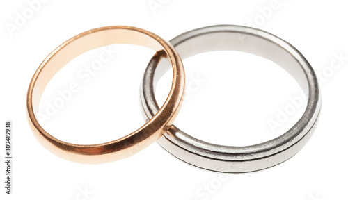 pair of used wedding rings isolated