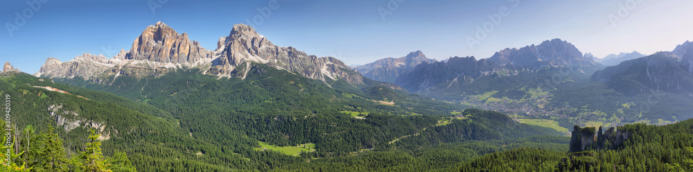 Distant massif of Croda di Lago and Cinque Torr, Dolomites, Italy Distant massif of Croda di Lago and Cinque Torr, Dolomites, Italy