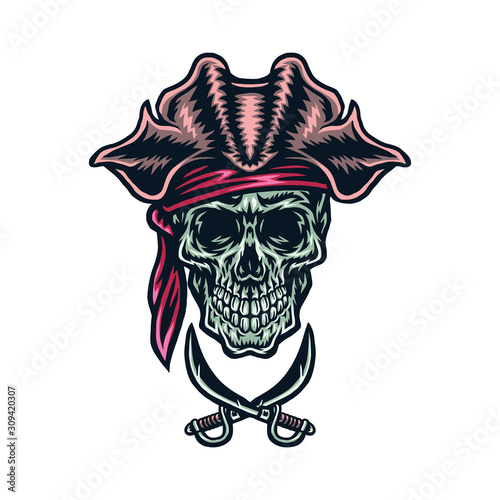  Vector illustration of pirate skull